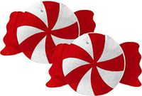 10" x 7" Christmas Holiday Santa & Peppermint Gift Treat Bags (Peppermint - 2 Pack)