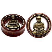 Flesh Tunnel Buddha Double Flared Ear Stretcher Saddle Plugs Gauge 8mm - 20mm (Brown, 8mm)
