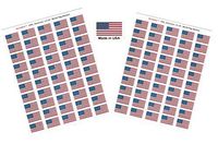 Made in USA! 100 Country Flag 1.5" x 1" Self Adhesive World Flag Scrapbook Stickers, Two Sheets of 50, 100 International Sticker Decal Flags Total (United States, Left Hand)