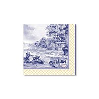 X&O Paper Goods Blue Yellow and White Giallo Spode Dessert and Luncheon Napkins, 20pc, 6.5'' W x 6.5'' H