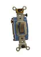 Leviton 1204-2GY 15 Amp, 120/277 Volt, Toggle 4-Way AC Quiet Switch, Extra Heavy Duty Spec Grade, Self Grounding, Back and Side Wired, Gray