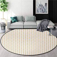 Vintage Art Deco Pattern Non-Slip Backing Machine Washable Round Area Rug,Big and Small Squares in Shabby Colors Simplistic Retro Style Pattern Floor Mat Home Decor Diameter-31 Inch