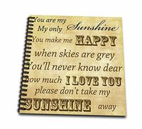 3dRose Vintage Sunshine-Love Songs-Drawing Book, 8 by 8-inch (db_79369_1)