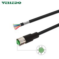 VELLEDQ Industrial Pre-Wired M12 Connector Cable 8-Pin Female A-Coding 3M/10FT PVC Shielded Line