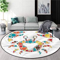 RUGSMAT Crabs Round Rug Kid Carpet,Colorful Dotted Shape Protect Floors While Securing Rug Making Vacuuming Round-55