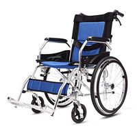 MEI Walker Manual Self-propelled Wheelchair, Thick Aluminum Alloy Folding Lightweight Elderly Disabled Wheel Chair (Color : Blue)