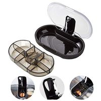 Worldlife Pill Case with Pill Cutter for Small Pills, Moisture-Proof Design, Medication Cutter, Pill Splitter w/Storage (Black)