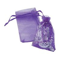 Fun Express - Mini Purple Organza Drawstring Bag(50pc) for Wedding - Party Supplies - Bags - Fabric & Textile Bags - Wedding - 50 Pieces