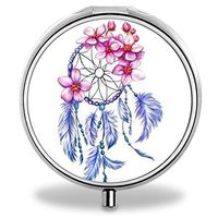Dream Catcher Pill Case, Round Stainless Drug Organizer Container Medicine Cover for Pocket Daily&Weekly
