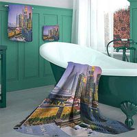 Urban Hand Towel, Personalized Gift, Set of 3, Skyline of Singapore at Evening Skyscrapers Stadium Design Pattern Bathroom Set, Lightweight, Quick Dry Towel, for Beach, Travel, Swim, Camping