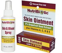 NutriBiotic Skin & Wound Spray and Skin Ointment Bundle with Lemon Peel, Tea Tree Leaf, Vitamin C and Grapefruit Extract, 4 fl. oz. and 0.5 oz.