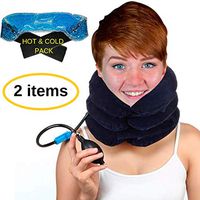 BodyMoves 2019 Cervical Neck Traction with hot and Cold Gel Pack # Home Relaxation Inflatable air Therapy for Shoulder and Neck Pain(Blue)