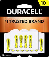 Duracell - Hearing Aid Batteries Size 10 (Yellow) - long lasting battery with EasyTab for ease of installation - 12 count