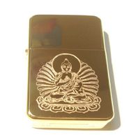 Vector KGM Thunderbird Custom Lighter - Buddhism Reilgion Symbol Lord GOD Jade Buddha on Lotus Flower Statue Logo High Polish Gold Brass Rare!