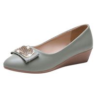 Veodhekai Womens Flats Shoes Crystal Wedges Pointed Toe Single Shoes Low Heels Shallow Shoes Wedding Work Green