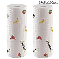 2 Rolls Kitchen Disposable Cleaning Towels Cute Patterns Kitchen Cleaning Dish Cloths Household Clean Tissue Paper Multi-uses Kitchen Paper for Home Kicthen Cleaning Paper Towels (Fruit Patterns)