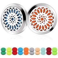 CASRO 2 Pack Aromatherapy Essential Oil Car Diffuser Vent Clip with 20 Refill Pads - Fragrance Car Diffuser Stainless Steel Locket Air Freshener