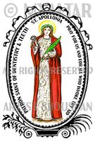 St Apollonia Patron of Dentistry and Teeth 4"x6" Set of 6 Linen Postcards