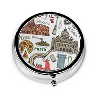 WOWUSUO Italian Rome Art Custom Box Round Pill Case Three Grids Pill Case Button Pill CaseTravel Pill Box