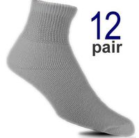 Gilbin Diabetic Socks, Ultra Light, 12pair, Ankle/Grey Size 10-13
