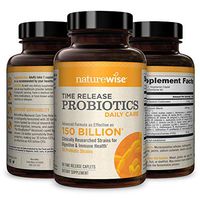 NatureWise Daily Probiotics for Women and Men | Time-Release, Comparable to 150 Billion CFU | Delivers 15x More Live Cultures to Intestines for Digestion & Immune Support [2 Month Supply - 60 Caplets]