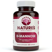 D-MANNOSE with Cranberry Extract Plus Vitamin C | Urinary Tract Health - UTI Protection - Flush Impurities - Immune System | Non GMO | 60 Veg Capsules | 600mg D-Mannose + 200mg Cranberry Extract