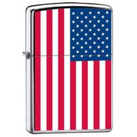 Zippo "United States Flag" Lighter, High Polish Chrome, 7959