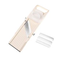 Benriner BN64B Mandoline Slicer, with with 4 Japanese Stainless Steel Blades, Beige