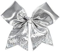 Chassé Girls' Metallic Rhinestone Performance Hair Bow Metallic Silver