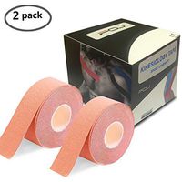 FOU Kinesiology Recovery Therapeutic Tape, Waterproof Muscle Support for Athlete,Sports Injury Tape 1 inch x 16.4 ft / 2.5cm x 5m (2 Pack Beige)