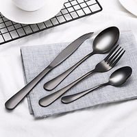 Binmer(TM) 4PCS Set Stainless Steel Upscale Dinnerware Flatware Cutlery Fork Spoon Teaspoon (Black)