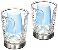mDesign Modern Plastic Compact Small Disposable Paper Cup Dispenser - Storage Holder for Rinsing Cups on Bathroom Vanity Countertops - 2 Pack - Clear/Brushed