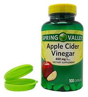 Apple Cider Vinegar Dietary Supplement - 450 mg - 100 Capsules - Supports Healthy Digestion and Weight Management. Plus Free Bonus 1 Mini Pill Container and 1 Hand Wipe.