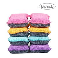 UPSTAR Microfiber Scrubber Sponge, Non-Scratch Kitchen Scrubbies, Dishwashing and Bathroom Sponges, Size.S Pack of 8