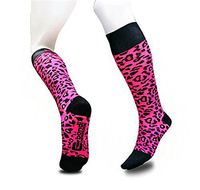 Bondi Band Pink Leopard Compression Socks, Black/Pink, Large
