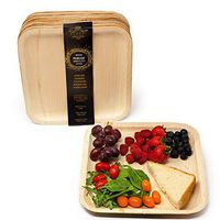 Ecozoi EXTRA LARGE Disposable Palm Leaf Plates 10" Square, 25 Pack Eco-Friendly Dinnerware Set, Biodegradable Compostable Preimum Quality Tableware Dinner Plates for Weddings, Parties, Events, Camping