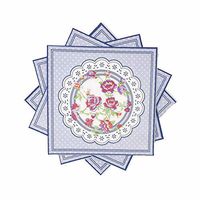 WallyE Mint Floral Paper Napkins Decorative for Boho Wedding, Baby Shower Bridal Shower Tea Party or Birthday, Vintage Blue, 20 Pack