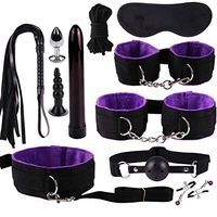 Elevin(TM)🌹🌹 Plugs Anal Vibrator Handcuffs Mask Vibration Nipple Clamps SM Sex Toys Set 11PCS