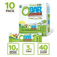 Orgain Organic Kids Energy Bar, Chocolate Chip - Great for Snacks, Vegan, 7g Dietary Fiber, Dairy Free, Gluten Free, Lactose Free, Soy Free, Kosher, Non-GMO, 1.27 Ounce, 10 Count (Packaging May Vary)