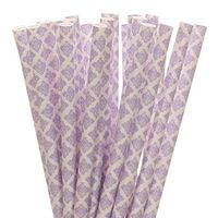 Biodegradable Paper Straws Lavender Damask (50)