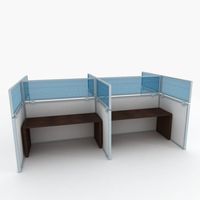 24" Polycarbonate Cubicle Mounted Privacy Panel with Small Brackets