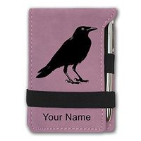 Mini Notepad, Crow, Personalized Engraving Included (Pink)