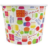 Premium 12 oz Happy Birthday Paper Cups Paper Ice Cream Cups - Comes In Many Colors & Sizes! Fast Shipping - Frozen Dessert Supplies - Made in USA! 50 Count