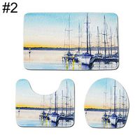 TbpersicwT Home bedroom carpet door mat, 3Pcs Morning Glow Boat Bathroom Rug Toilet Lid Cover Non-slip Floor Mat Decor - 2#