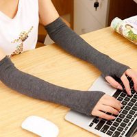 Meolin Winter Arm Gloves Long Fingerless Gloves Women's Long Arm Sleeves,Dark gray,