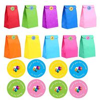 DIYASY 24 Pcs Colored Kraft Paper Gift Bags with 36 Pcs Thank You Party Stickers for Party Celebrations.