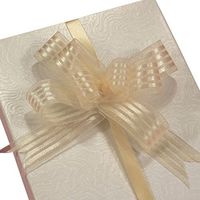 Ivory Striped Fabric Butterfly Bow 4" | Quantity: 50