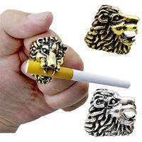 2Pcs Cigarette Ring Holder Hands Free Lion Head Shaped Smoking Rings Cigarette Rings (Sliver)