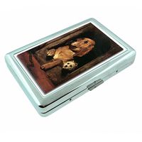 Perfection In Style Metal Silver Cigarette Case Vintage Dog Design 010