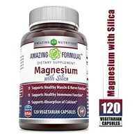 Amazing Formulas Magnesium with Silica - 300 Milligrams - 120 Vegetarian Capsules (Non-GMO,Gluten Free) Aids in Calcium Absorption- Supports Healthy Nerve, Muscle & Immune Function*